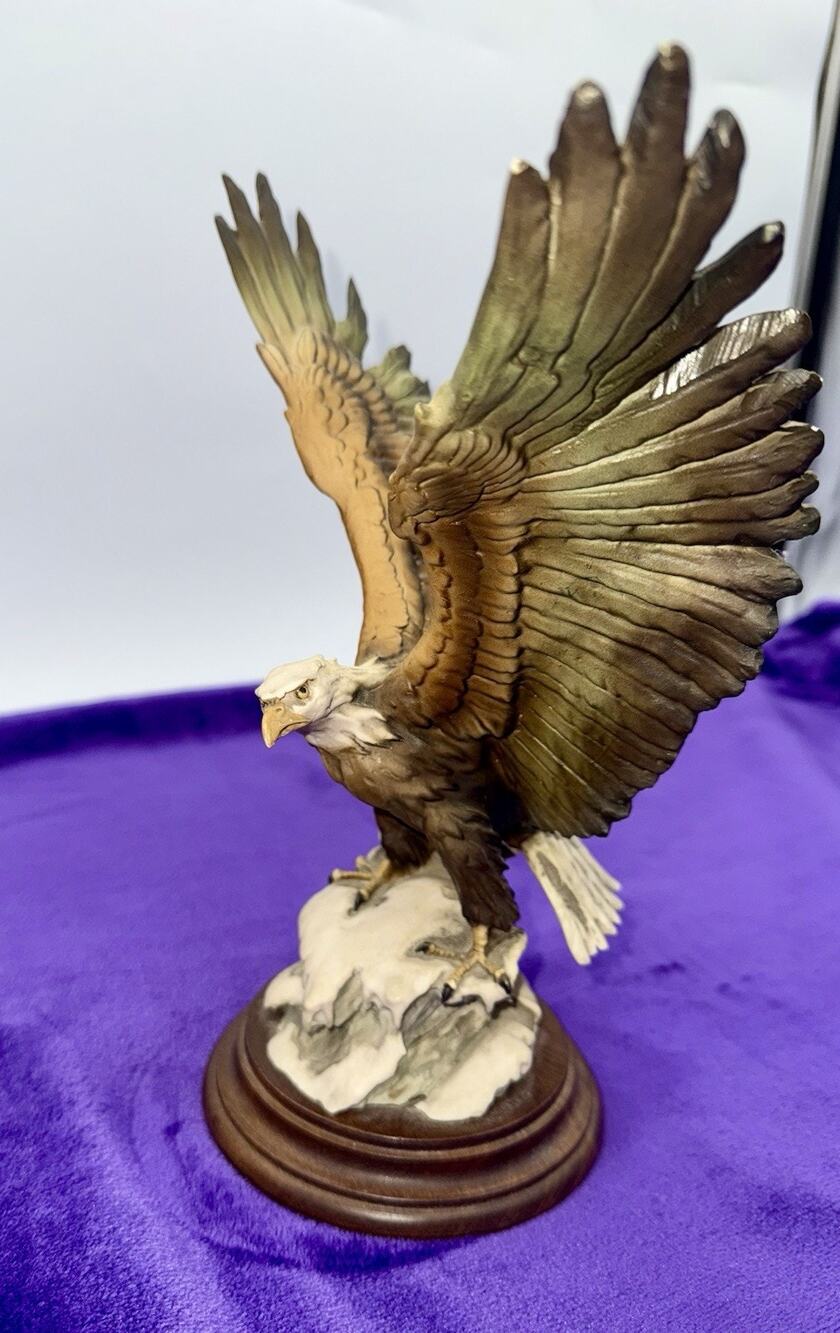 Eagle On Snowy Rock Sculpture Great Condition